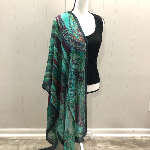 Lightweight Green Paisley Blanket Scarf/Wrap/Shawl - Picture 2 of 15